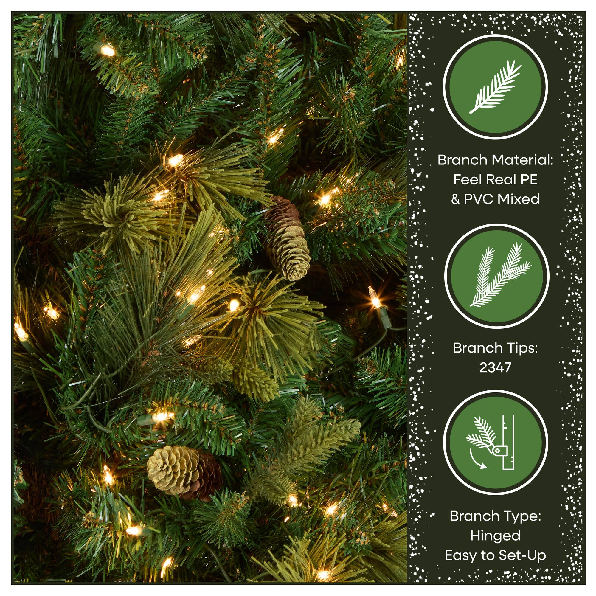 9 ft. Pre-Lit Carolina Pine Medium Artificial Christmas Tree, Clear Lights
